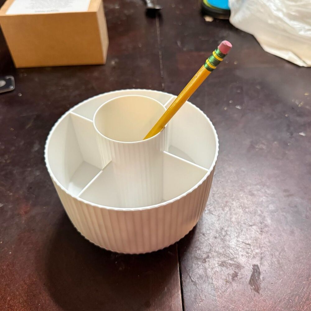 Diesisa 5 Slot Make up Brushes White Cup 360° Rotating Makeup Bru sh Holder